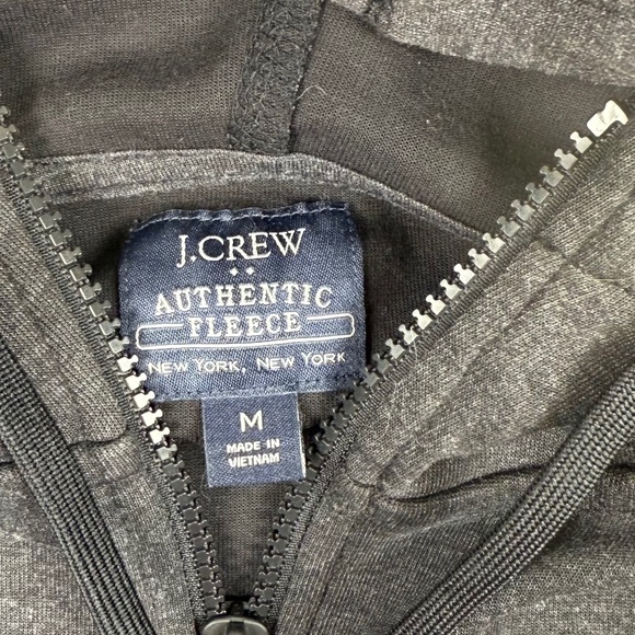 J. Crew Authentic Fleece Performance Athleisure Mens Zip Up Hoodie Grey Medium - Picture 3 of 8